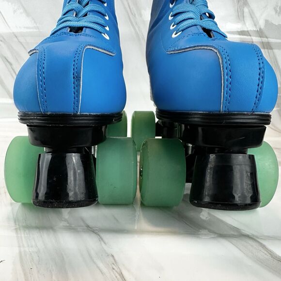 XUDREZ Dual Roller Skates Unisex Size 39 W 8.5 M 7 Blue with Green Wheels Tie Up - Picture 12 of 15
